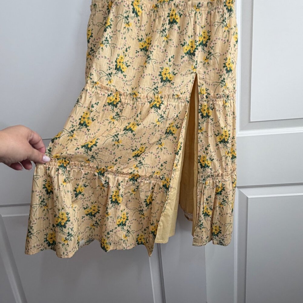 Revolve Paige Tamika Yellow Floral Tie Strap Midi Dress Size Small - Picture 8 of 15